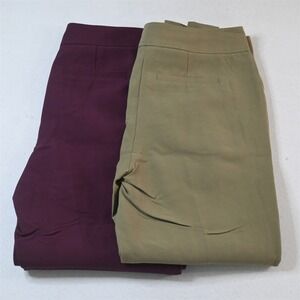 Lot 2 Nordstrom 10 Olive Green Maroon Red Slim Ankle Dress Womens Pants